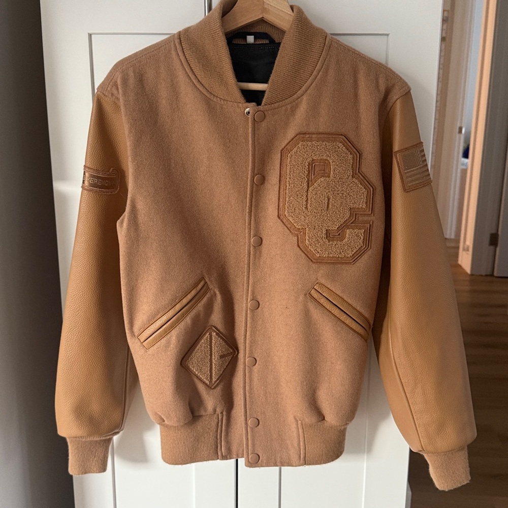Opening Ceremony Beige Leather Varsity Jacket